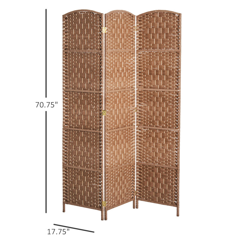 Écran d'intimité de 6 pi de hauteur - tissage naturel. Tissage artistique pour un look chic. 3 panneaux pliables et portatifs. Idéal petits appartements. Paravent pratique à charnière. Avec rehausse l'élégance. Charnière.