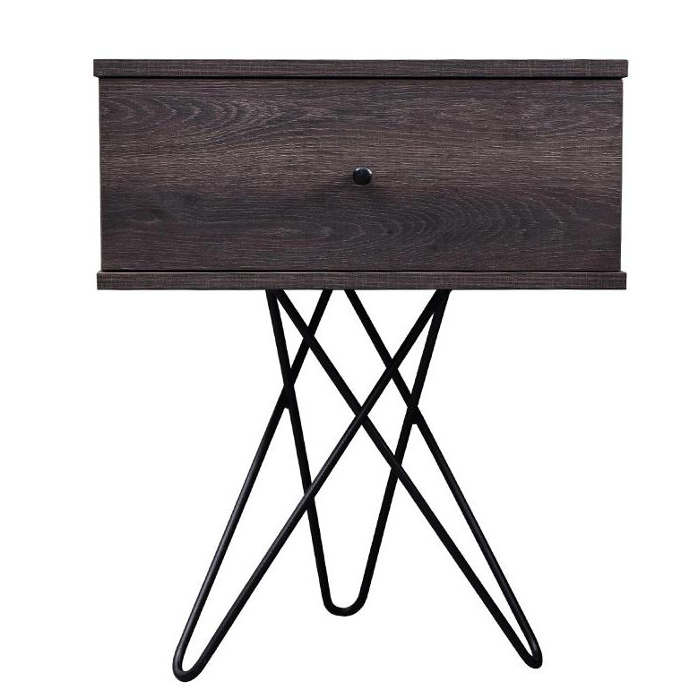 Prewitt 50.2 cm W Bedside Table, Black/Antico Wenge