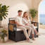 Causeuse de patio 2 places en rotin avec banc de rangement extérieur et 2 tables d'appoint