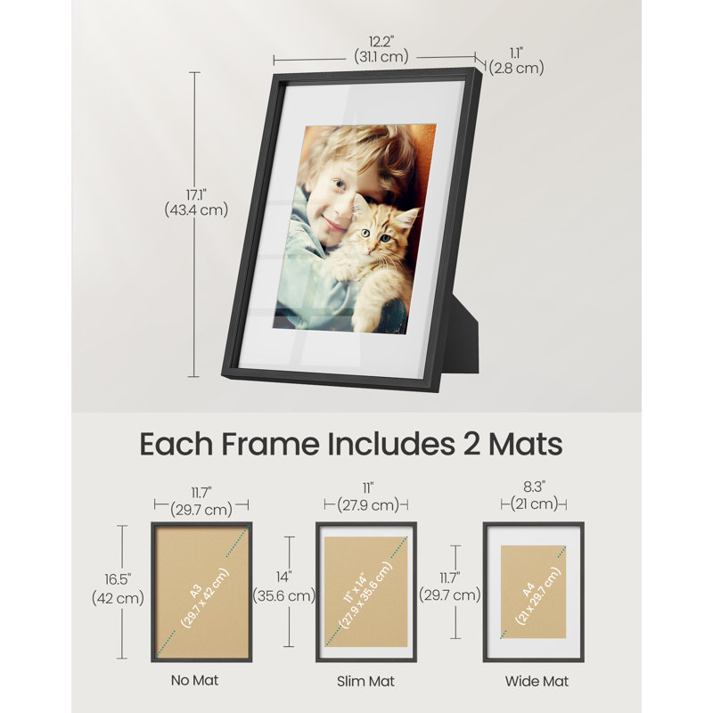 Black Storage Picture Frame - Set of 3 with Mat