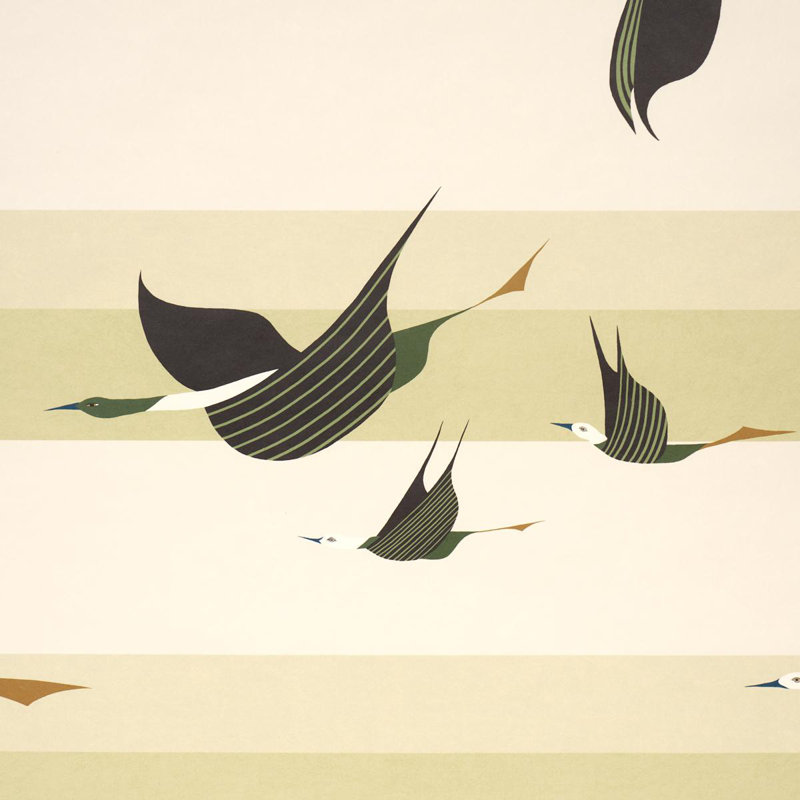 Papier peint Schumacher X Peg Norriss Flying West, Vert