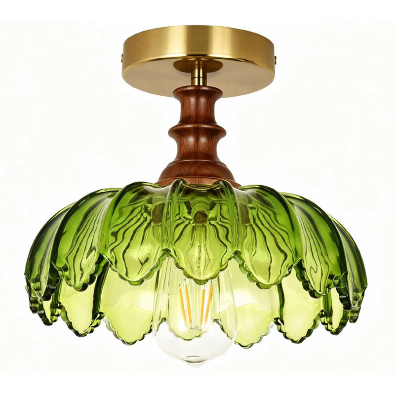 Plafonnier semi-encastré en verre vert, Amber