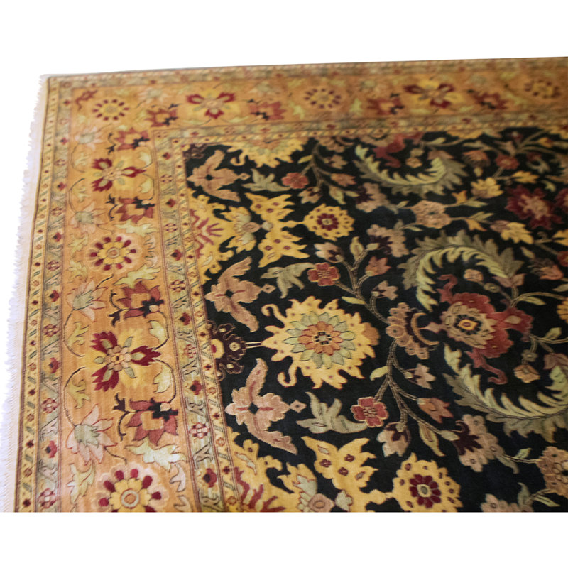 High-Quality Hand-Knotted Blue And Gold Area Rug
