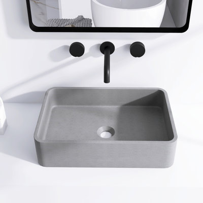 Cement Gray Square Vessel Bathroom Sink -  JimsMaison, JMAOBS02-2013