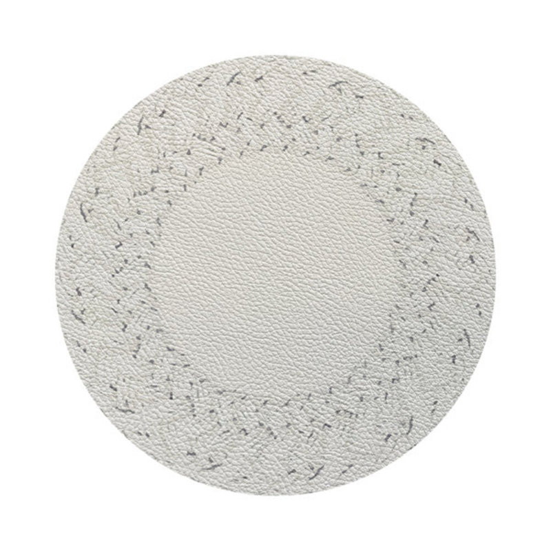 Raffia Amagansett White Vegan Leather Round Coasters