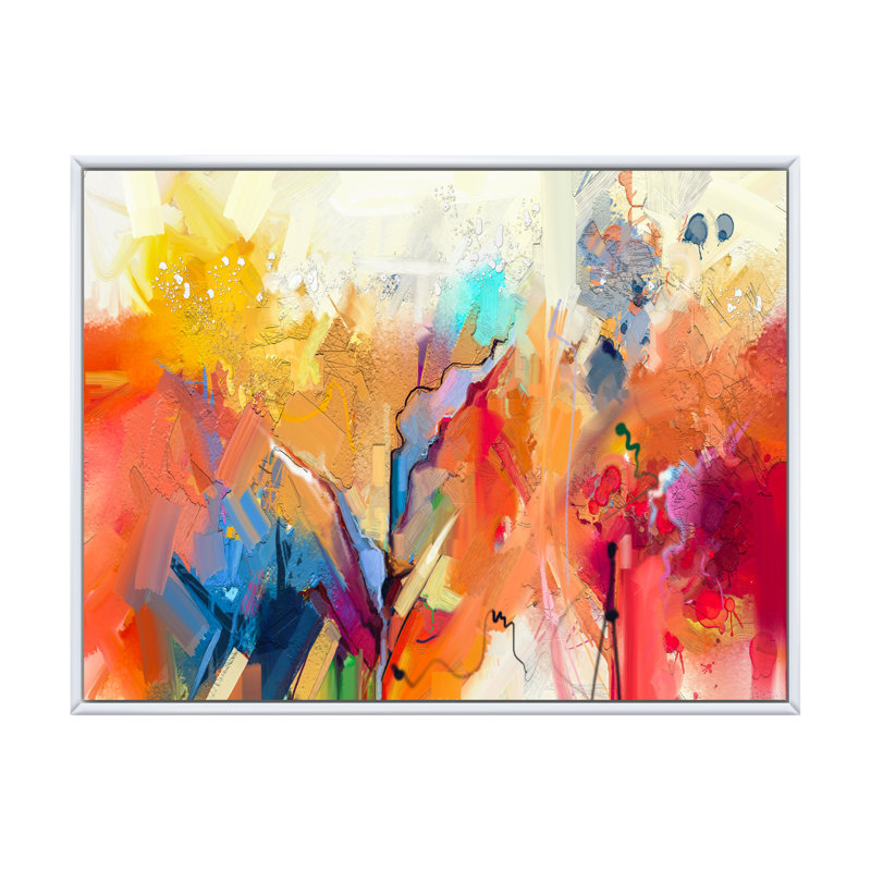 Abstrait pinceau printanier, bouquet de fleurs, reproduction de cadre flottant sur toile, H 12 po x l 20 po x P 1 po