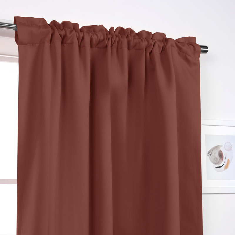 Bantam Solid Blackout Thermal Rod Pocket Curtain Panels, 52" W x 96" L, Chestnut