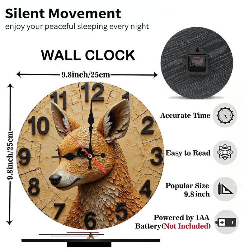 Horloge murale avec renard
