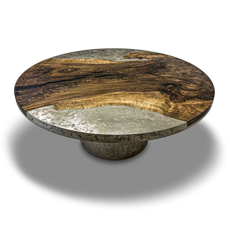 Eleadora Walnut Round Dining Table, 29.5"H x 83.9"L x 83.9"W