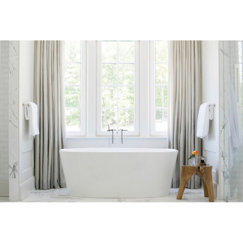 Ove 66.25'' L Soaking Bathtub, Brushed Nickel, White True High Gloss