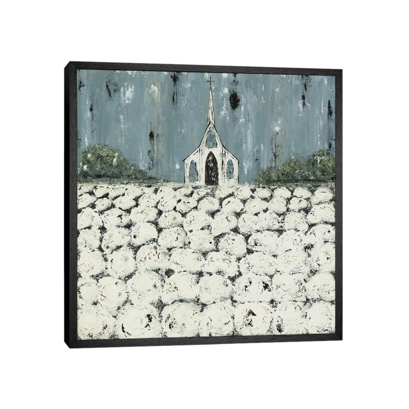 Church Cotton Fields by Ashley Bradley - Gallery-Wrapped Canvas Giclée on Canvas, 66.04 cm H x 66.04 cm W, Black Framed