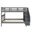 Lit superposé d'escalier gris pour chambre à coucher et dortoir. Barrière de rangement. Fabriqué en bois massif. Rangement étendu. Accès sécuritaire à l'escalier. Options de configuration polyvalentes. Aucune boîte à ressorts nécessaire. 250 lb supérieur,