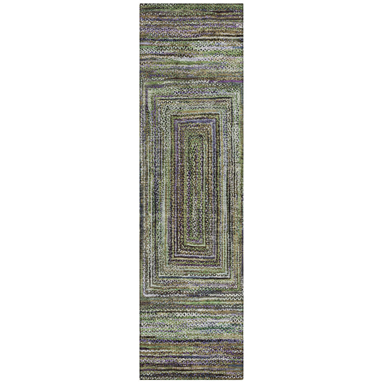 Machine Washable Indoor/Outdoor Xhevrie ACN1725 Olive Rug