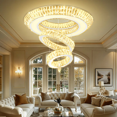 Lustre moderne à trois niveaux en cristal doré pour salon et chambre à coucher