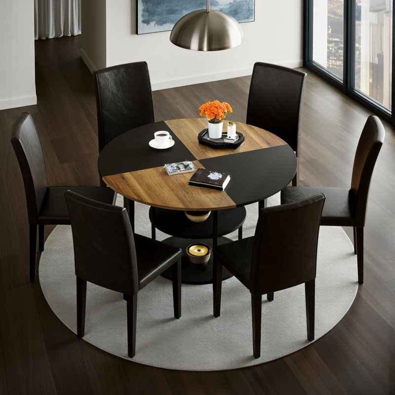 Ensemble de table de salle à manger 47,3 po et 6 chaises, Noir