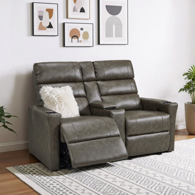 Zero zero clearance recliner  Electric Reclining Loveseat Sofa with Built-in Outlet & Storage, Faux Leather
