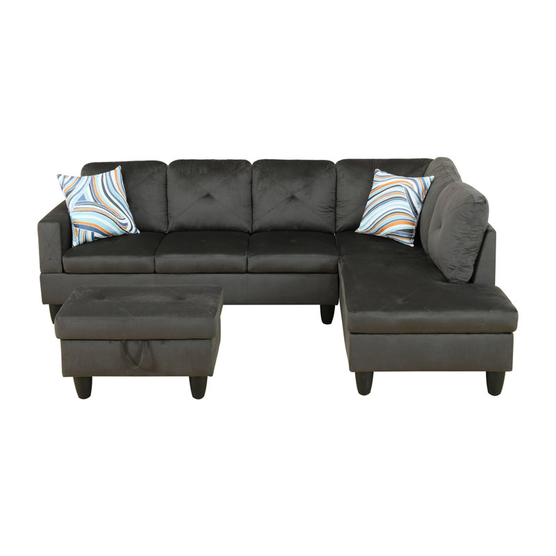 Canapé modulaire rembourré 3 pièces Phifer, Noir, Gris