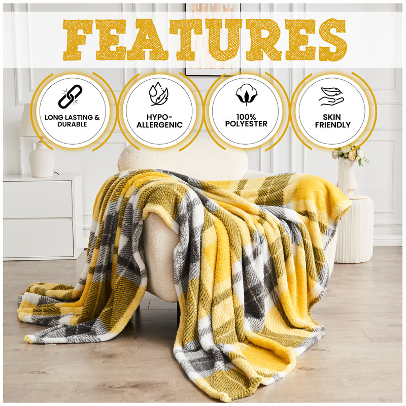  Standard Throw Blanket, Ochre, W130 x L180cm