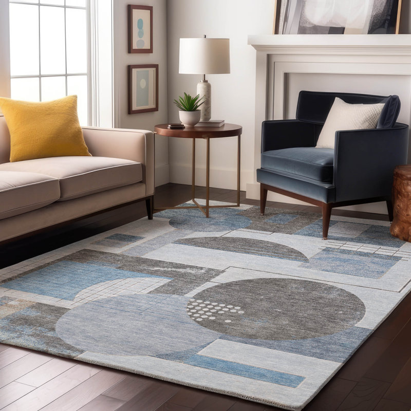 Premium Machine Washable Mehara AMF1695 Geometric Rug, Rectangle 8' x 10'