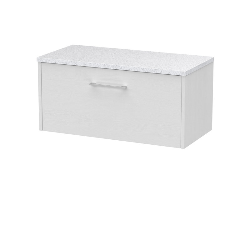 Juno 800mm Wall Hung Single Vanity Unit with Worktop, White Ash
