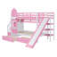 Lit superposé simple au-dessus d'un lit simple avec 2 tiroirs, 3 tablettes et glissière - rose
