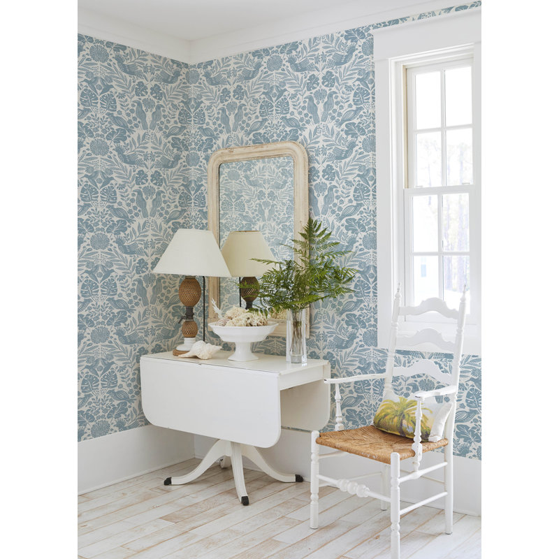 Nestle Floral Wallpaper Roll, Blue