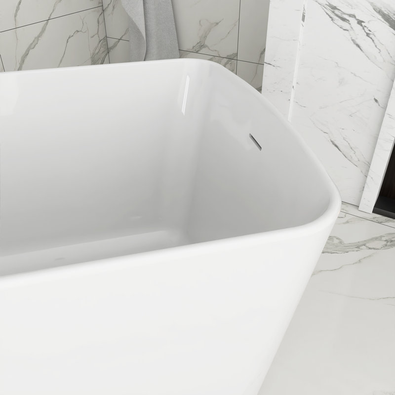 49'' Acrylic Freestanding Soaking Bathtub, Glossy White