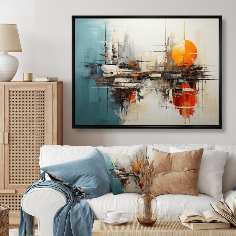 Harmonieux hybride II sur toile, H 16 po x l 32 po x P 1 po, Cadre flottant noir
