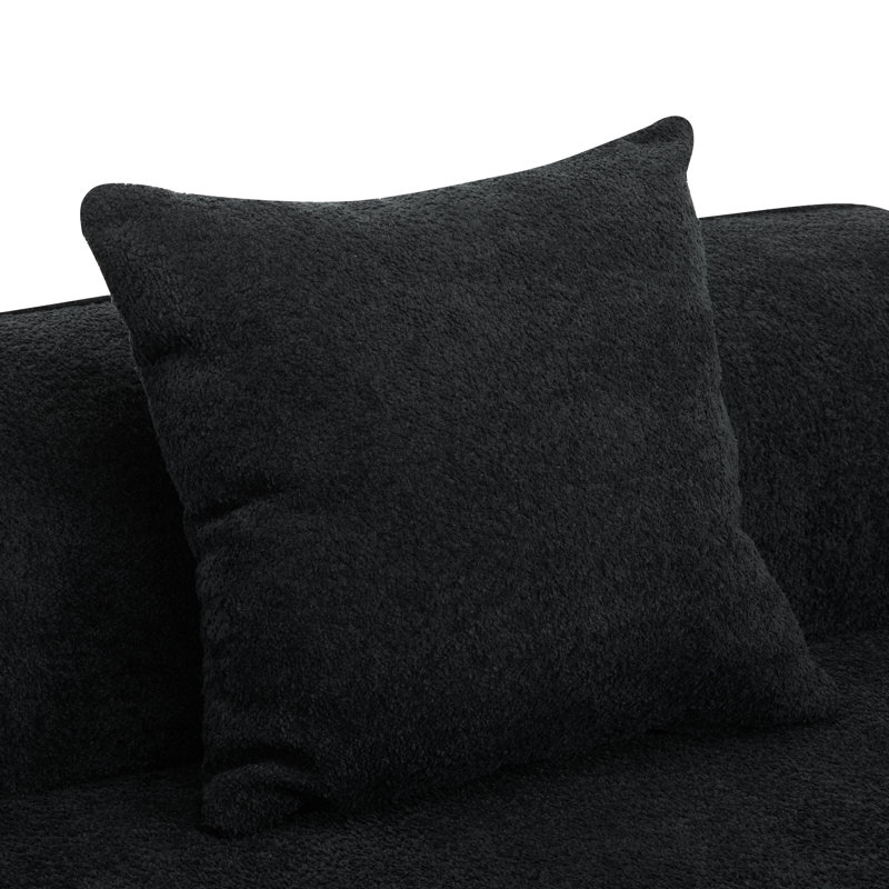 Hession 126" Modern Compression Curved Sectional Sofa, Black Polyester