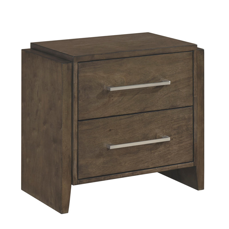 Table de chevet en bois d'hévéa massif 1 pièce