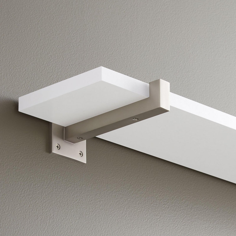 Bodwell Brass Shelf Bracket, Brushed Nickel, 2.5" H x 7" W x 2.5" D