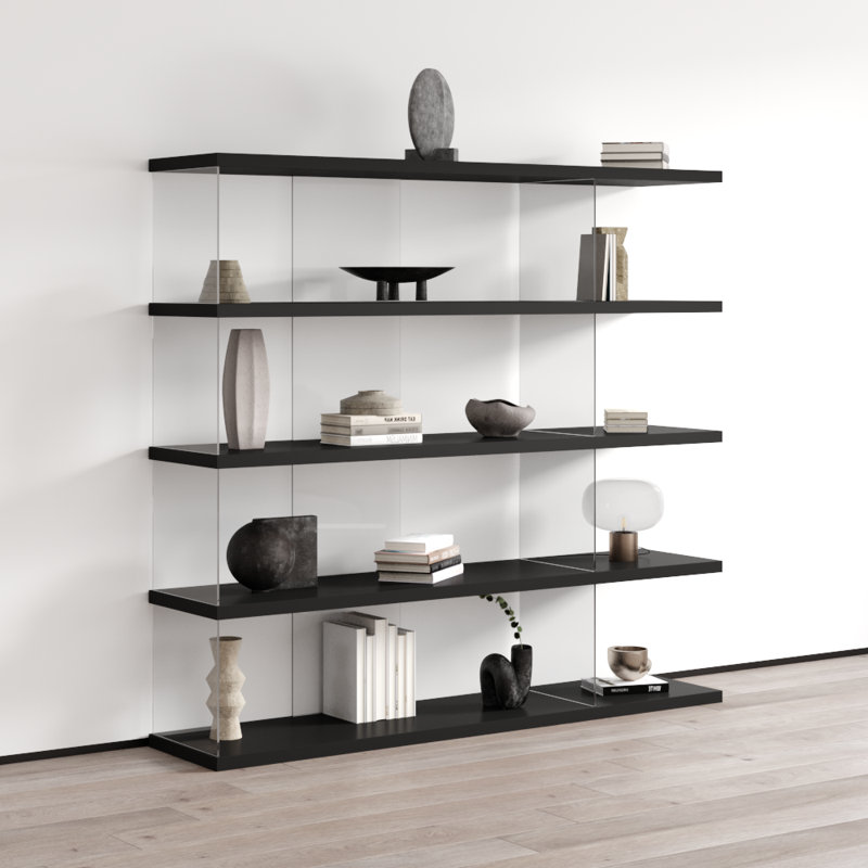 Gravity 70.9" Bookcase with Matte Finish, Black