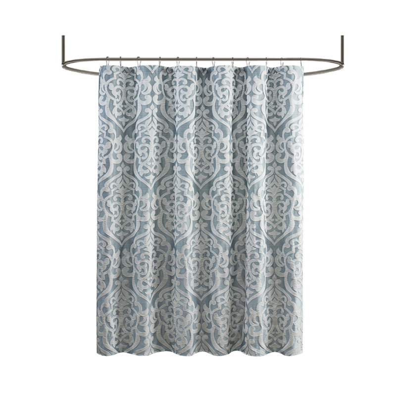 Rideau de douche jacquard, Aqua / argenté
