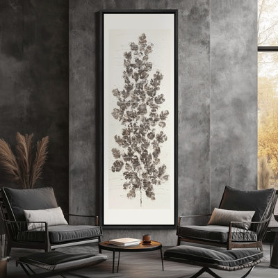 Illustration botanique rétro de branches feuillues denses - grande impression sur toile encadrée dans la chambre principale
