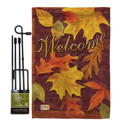 Récoltes en polyester de 2 côtés 18,5 x 13 po de feuilles d’automne ensemble de drapeau