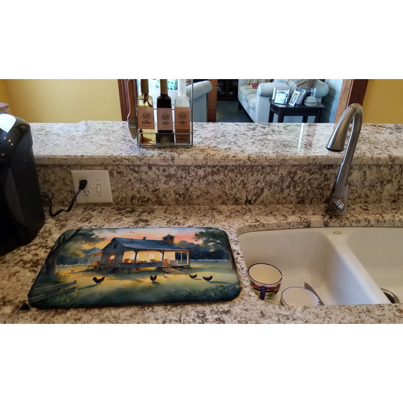 Chicken Coop at Dawn Dish Drying Mat