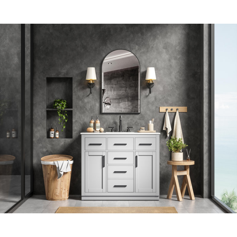 Ensemble de meuble-lavabo simple 42 po Ahner, Gris