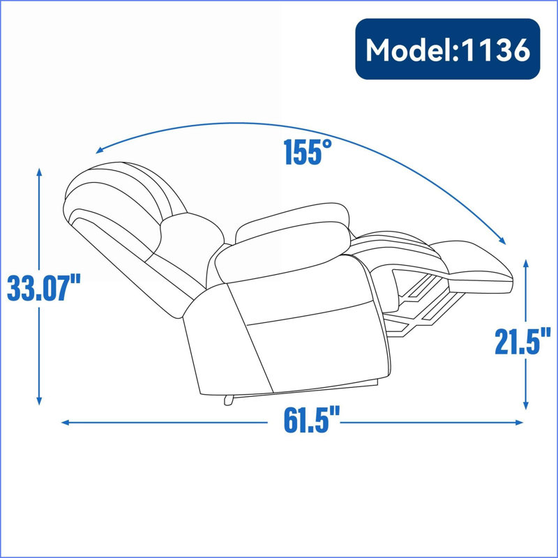 Fauteuil inclinable électrique inclinable avec massage en 8 points Chaleur lombaire surdimensionnée | Chenille | Noyer brun