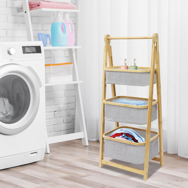 Rangement pliable à 3 niveaux pour panier à linge