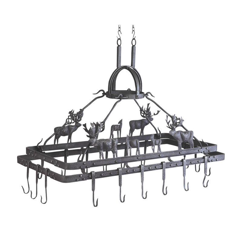 Elk Pot Rack, 40" H x 60" W x 31" D, Rust