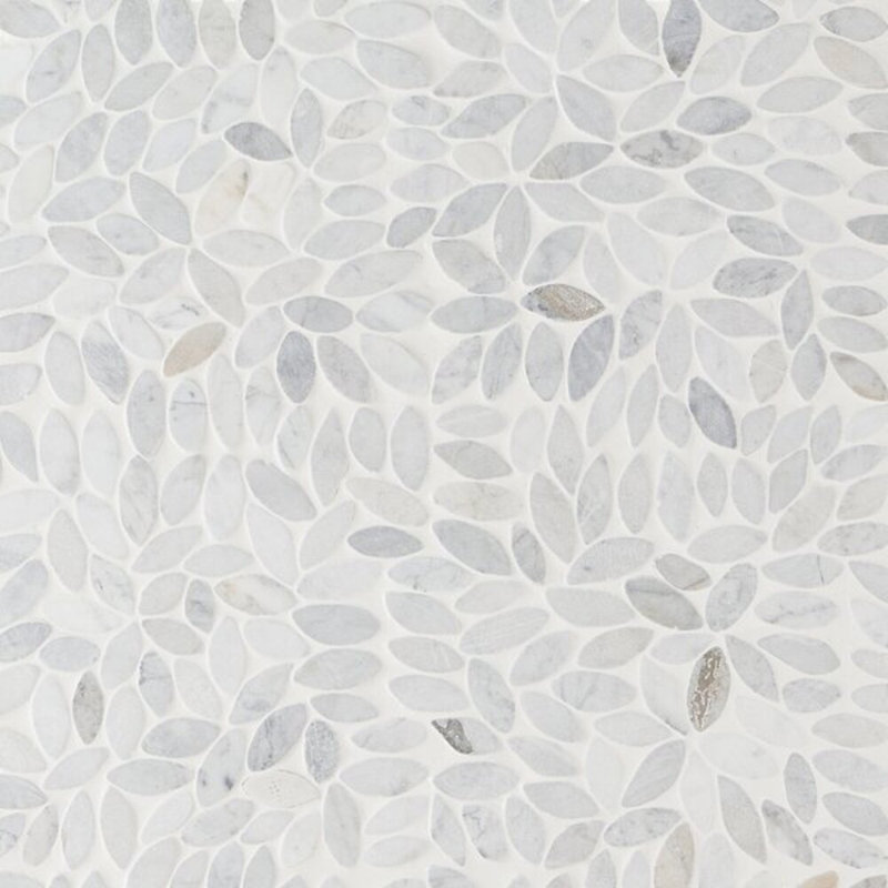 Nature 12x12 Flower Honed Carrara Marble Mosaic Tile, Natural