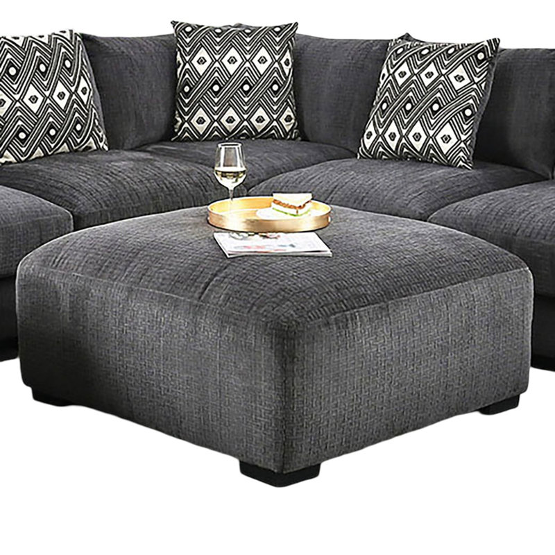 Repose-pieds rembourré de style contemporain, Gris chenille