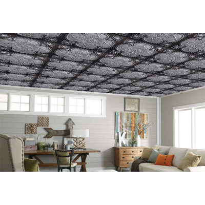 Carreau de plafond en PVC argenté 2 pi x 2 pi Falkirk Perth