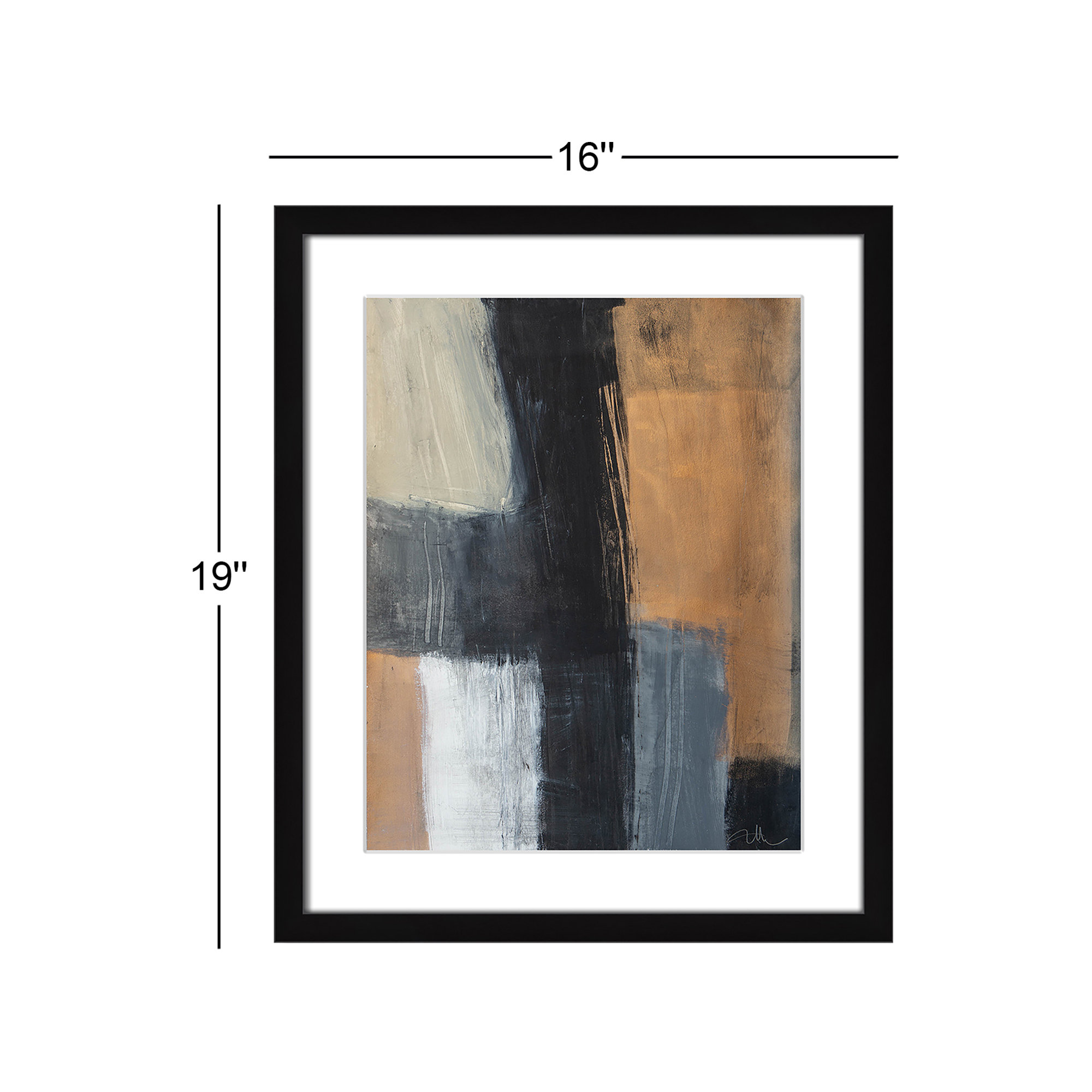 Metallic Slate II by Casa Fine Arts, 19" H x 16" W x 1.25" D, Black Matted Picture Framed