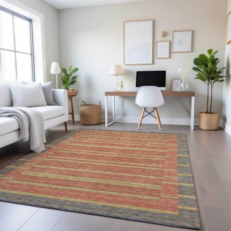 Premium Machine Washable Elize AMF1398 Stripes Rug, Rectangle 5' x 7'6"