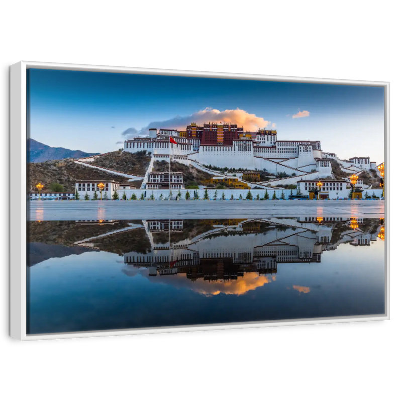 Palais du Pocala au Tibet, Cadre flottant blanc, 13 po x 9 po