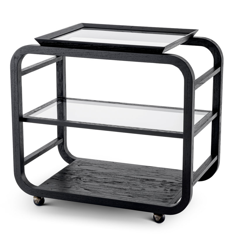 Trolley Mayfair Light Brown Mappa Burl Veneer, Black