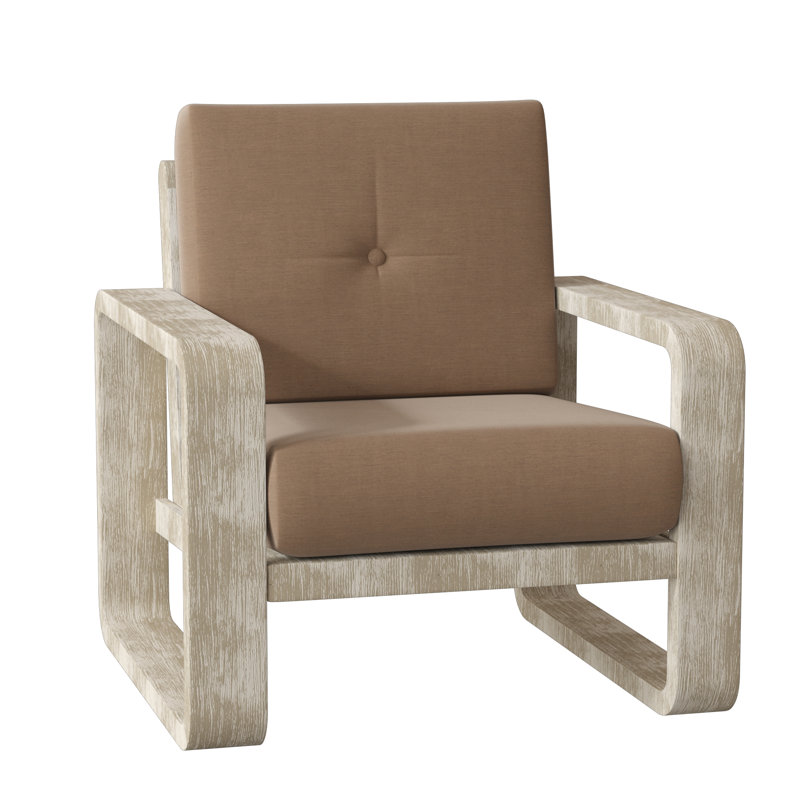 Vale Aluminum Outdoor Lounge Chair, Canvas Heather Beige Sunbrella Canvas, Weathered White