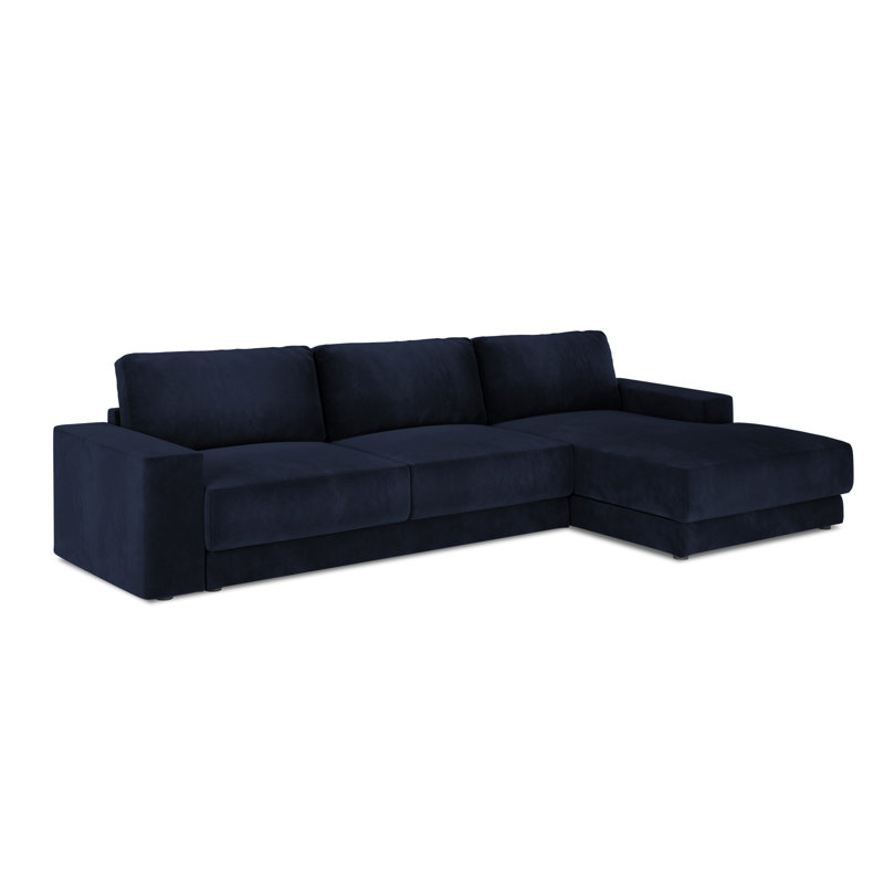 Donatella 6 Seater Sofa Bed, Blue Velvet, Right Hand Facing