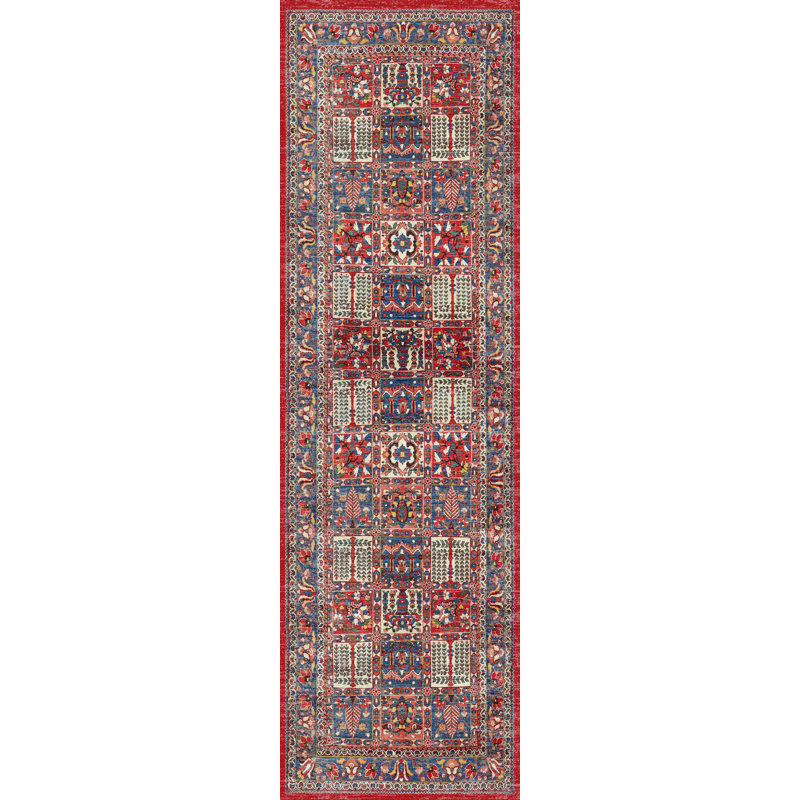 Machine Woven / Power Loomed Performance Red/Beige/Blue Rug, Runner 2'3" x 7'6"